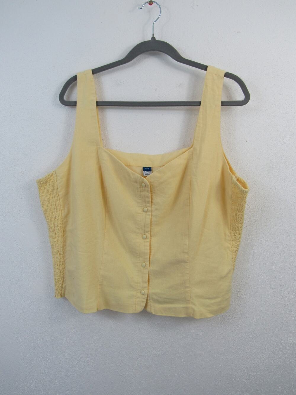 NWT Old Navy XXL Button-Front Linen-Blend Vest Bodice Sweet Butter Yellow